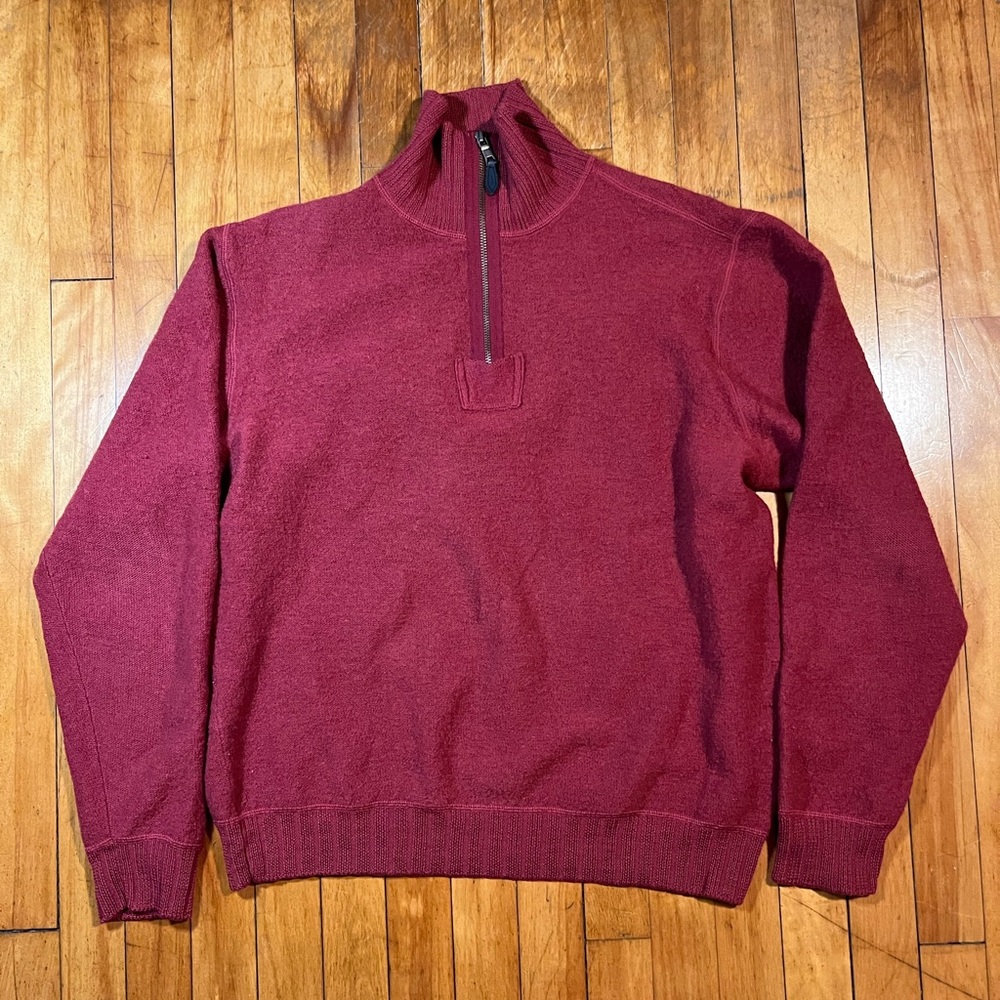 Nautica Red 100% Wool 1/4 Zip Pullover Sweater Men’s‎ Medium